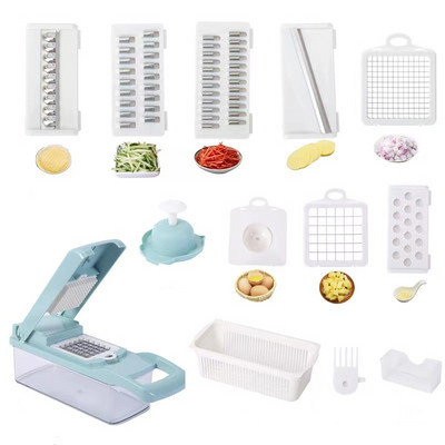 Tăiător manual de legume multifuncțional Bucătărie de casă Mașină de curățat cartofi Filtru de albuș de ou Jeleu Dicer Castravete Morcovi Răzătoare Instrument Cuțit