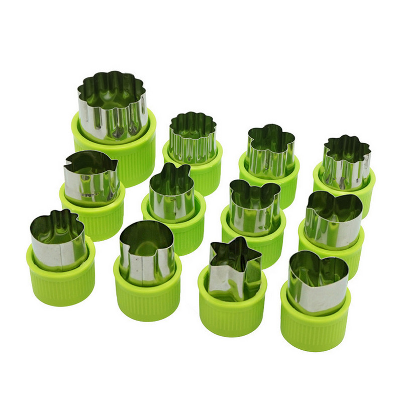 Kalup za rezanje riže, povrća i voća, 12 kom./set Cvjetni kalup za rezanje crtanih filmova od nehrđajućeg čelika, alati za rezanje oblika kolačića, biskvita