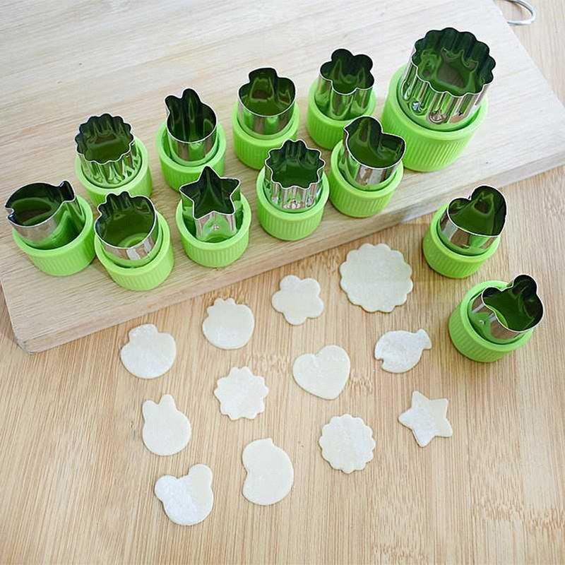 Kalup za rezanje riže, povrća i voća, 12 kom./set Cvjetni kalup za rezanje crtanih filmova od nehrđajućeg čelika, alati za rezanje oblika kolačića, biskvita