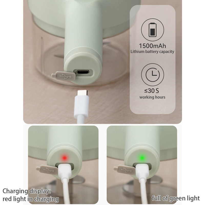 Nešiojamas elektrinis daržovių pjaustytuvas, belaidis česnako preso rankinis virtuvės kombainas, skirtas pipirų svogūnų mėsos virtuvės įrankiui