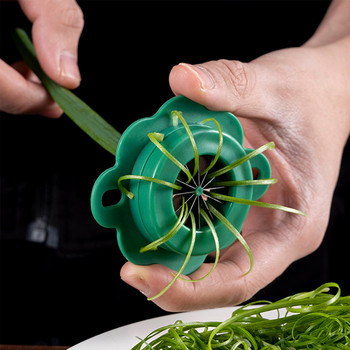 Τεμαχιστής πράσινου κρεμμυδιού με τρύπα κρεμαστής λεπίδας από ανοξείδωτο ατσάλι 12 σχημάτων Κόφτης λαχανικών κρεμμυδιού Εργαλείο κουζίνας Speedy Food Chopper