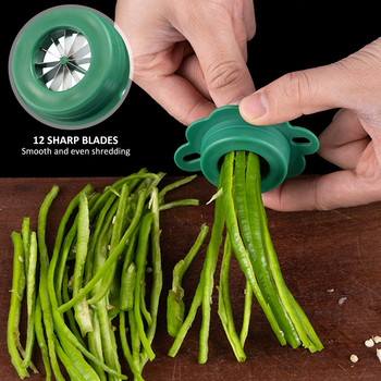 Шредер за зелен лук с 12-образни остриета от неръждаема стомана, дупка за окачване Резачка за зеленчукова лука Кухненски инструмент Speedy Chopper