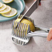 Mașină de tăiat roșii cartofi din oțel inoxidabil Suport pentru clemă pentru ceapă pentru legume Suport pentru tăiere lămâi Fructe Instrument de gătit Accesorii pentru bucătărie