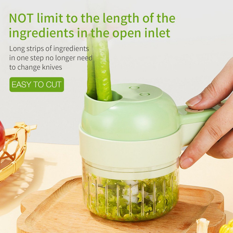 4 u 1 električna kuhinjska sjeckalica USB punjenje Gnječilica za češnjak Rezač povrća Drobilica Mini mlin za meso