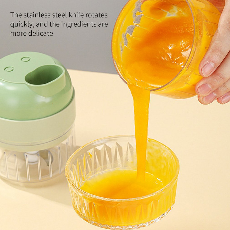 4 u 1 električna kuhinjska sjeckalica USB punjenje Gnječilica za češnjak Rezač povrća Drobilica Mini mlin za meso