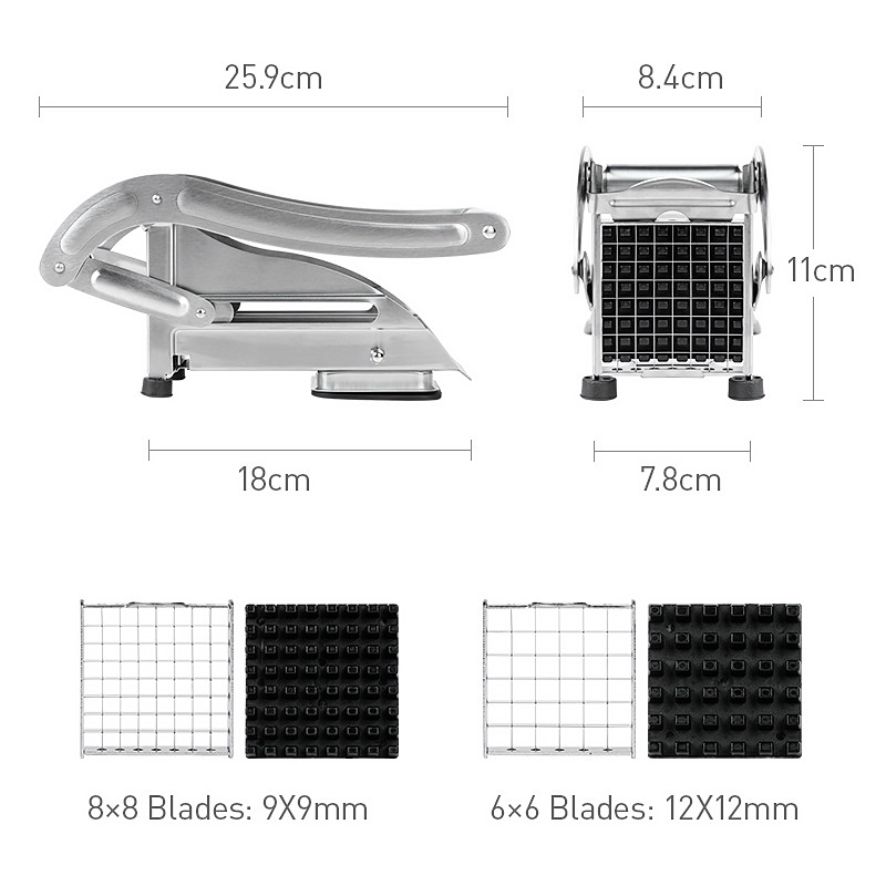 Nerūdijančio plieno bulvių pjaustyklė Rankinė daržovių pjaustyklė gruzdintų bulvyčių trintuvė Mango smulkintuvas virtuvės priedams