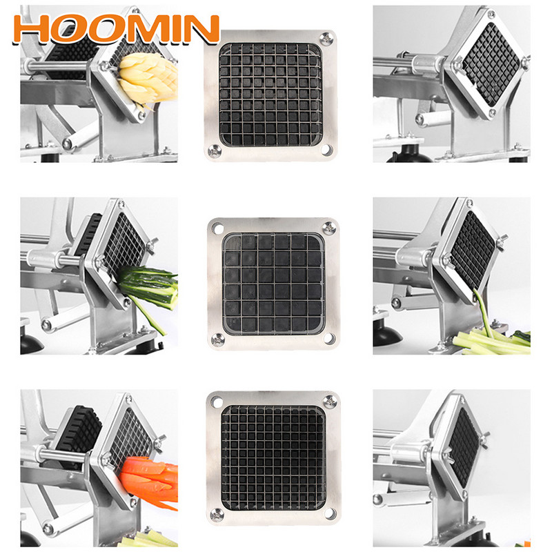 HOOMIN Piese de tăiat chipsuri din oțel inoxidabil Cutter pentru cartofi prăjiți + 3 lame Dimensiune mașină de tăiat cu lame Cutter pentru cartofi prăjiți