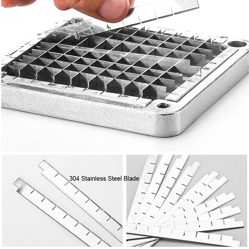 HOOMIN Piese de tăiat chipsuri din oțel inoxidabil Cutter pentru cartofi prăjiți + 3 lame Dimensiune mașină de tăiat cu lame Cutter pentru cartofi prăjiți