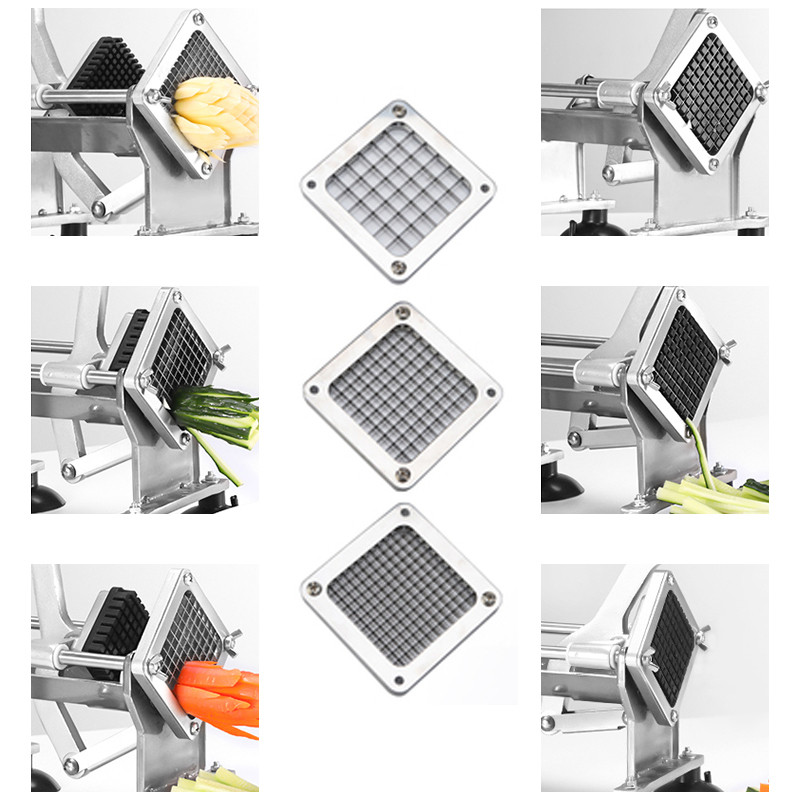 Livrare rapidă Tăiător de chipsuri de cartofi prăjiți din oțel inoxidabil + dimensiunea 3 lame, tăietor de prăjiți, piese de tăiat chipsuri