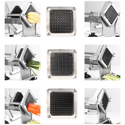 Accesorii pentru mașini de prăjire Tăiător de chipsuri pentru cartofi prăjiți Cutter pentru prăjiți, piese pentru tăietorul de chipsuri + 3 lame dimensiune, oțel inoxidabil