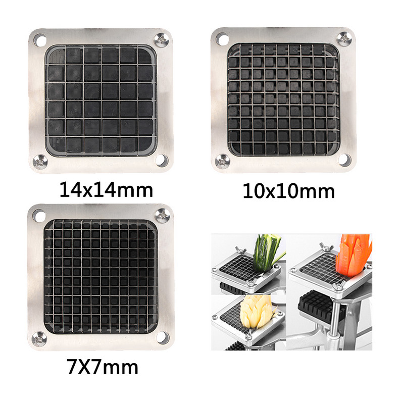 Fries Mašinų priedai Prancūziškų gruzdintų bulvių traškučių pjaustytuvai Prancūziškų gruzdintuvų pjaustytuvai, traškučių pjaustytuvo dalys +3 peiliukų dydis, nerūdijantis plienas