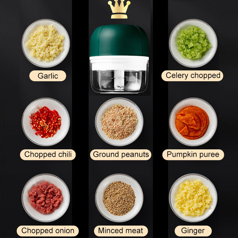 100 ml / 250 ml Mini USB de încărcare fără fir Pulverizator electric de bucătărie alimente usturoi ardei mașină de tocat carne mixer auxiliar pentru copii