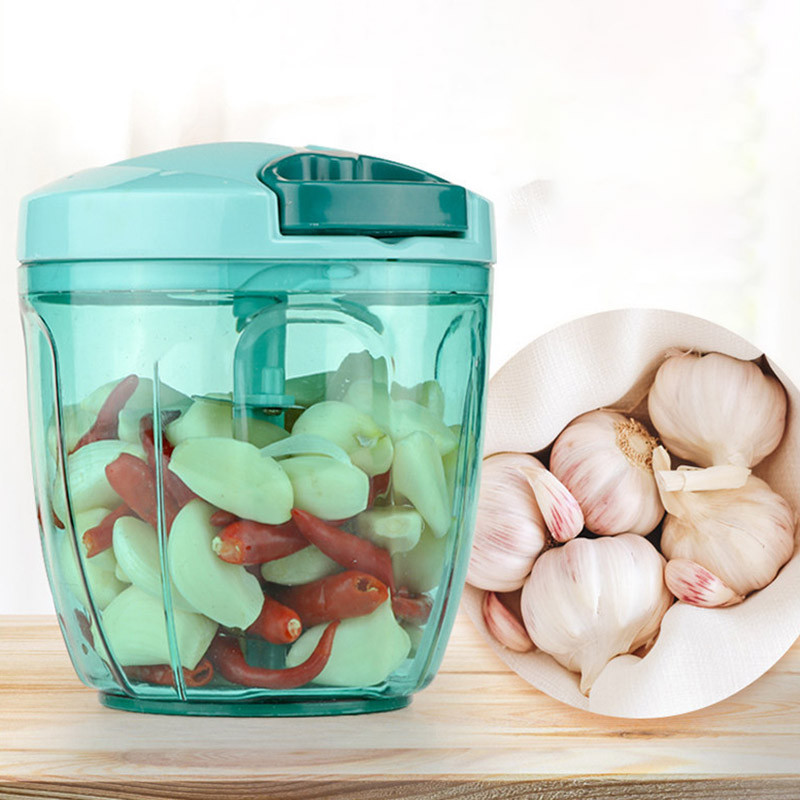 900ML stil albastru Multifuncțional Design de mare viteză Tocător de legume și fructe Tocător manual Tocător de carne Tocător de usturoi