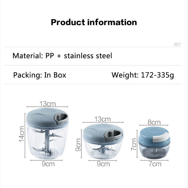 Ručna drobilica za hranu Sjeckalica za povrće Sjeckalica za obradu voća Rezač za obradu češnjaka Mlinac za meso Sjeckalica za voće Kuhinjski alati