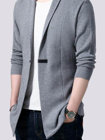 Cardigan pentru bărbați cu mâneci lungi într-un model curat