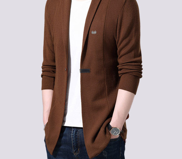 Cardigan pentru bărbați cu mâneci lungi într-un model curat