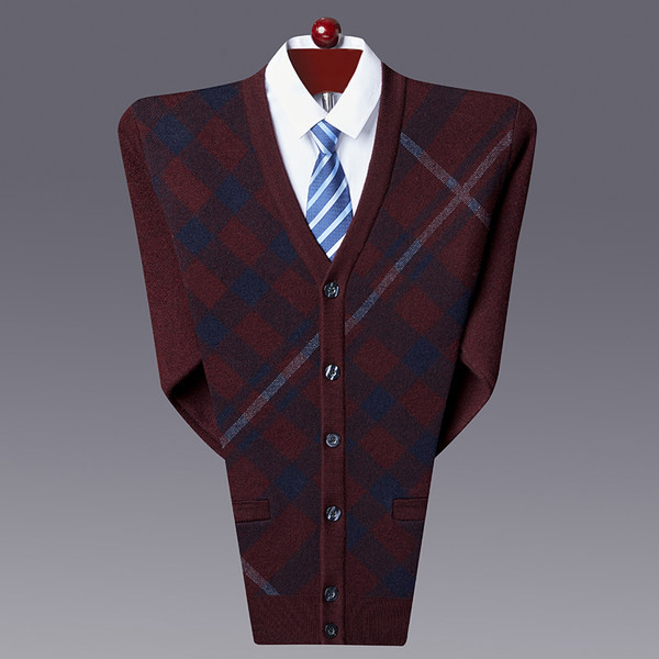 Cardigan pentru bărbați cu decolteu ascuțit și nasturi