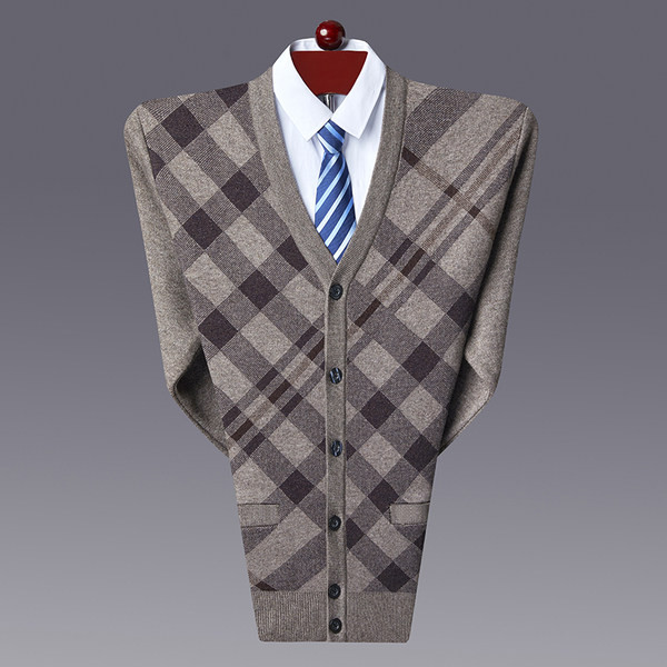 Cardigan pentru bărbați cu decolteu ascuțit și nasturi