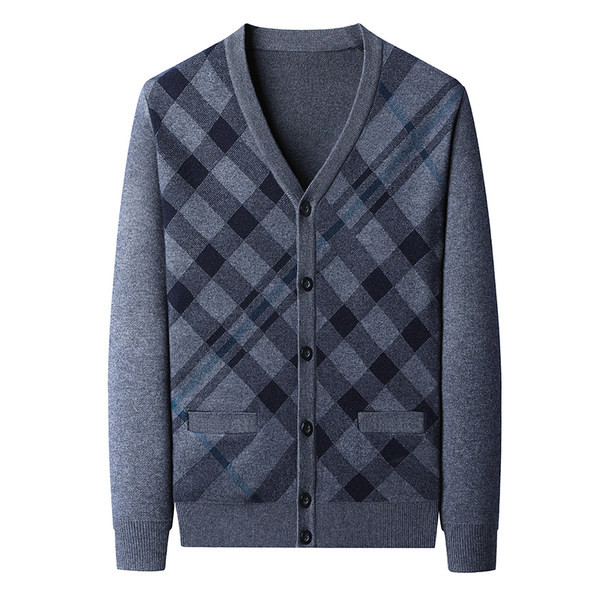 Cardigan pentru bărbați cu decolteu ascuțit și nasturi
