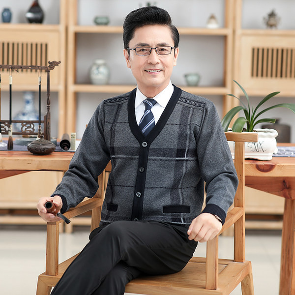 Cardigan casual cu mânecă lungă în carouri