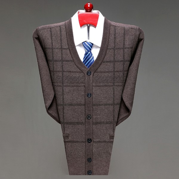 Cardigan în carouri de toamnă cu mâneci lungi