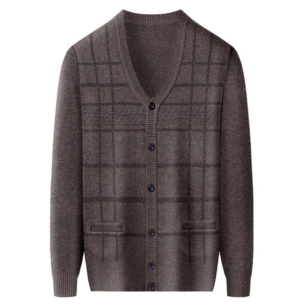 Cardigan în carouri de toamnă cu mâneci lungi