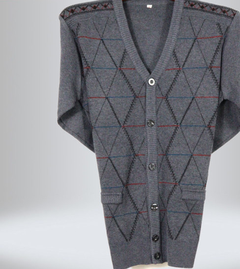 Cardigan de toamnă pentru bărbați cu decolteu în V și nasturi