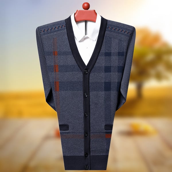 Cardigan casual în carouri pentru bărbați