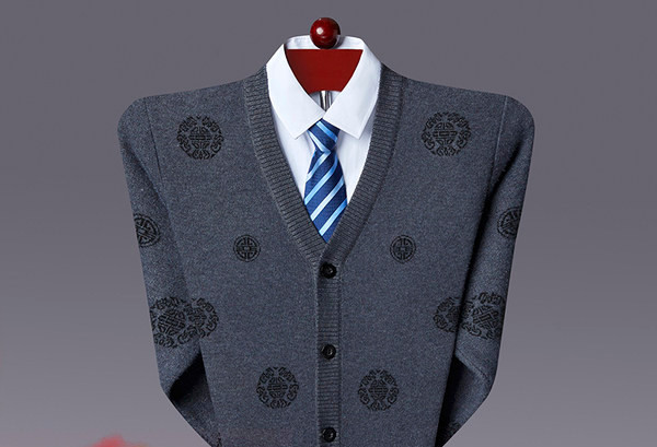 Cardigan solid pentru bărbați cu imprimeu