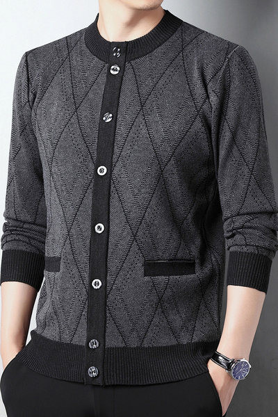 Cardigan cu mânecă lungă cu decolteu O pentru bărbați