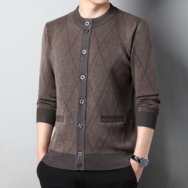 Cardigan cu mânecă lungă cu decolteu O pentru bărbați