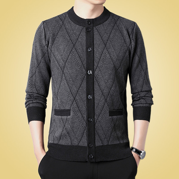 Cardigan cu mânecă lungă cu decolteu O pentru bărbați