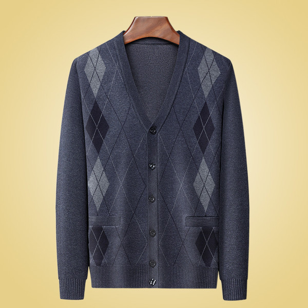 Cardigan bărbătesc pentru zilele de toamnă cu decolteu în V