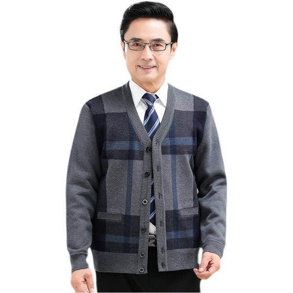 Cardigan bărbătesc tricotat cu nasturi pentru uz zilnic