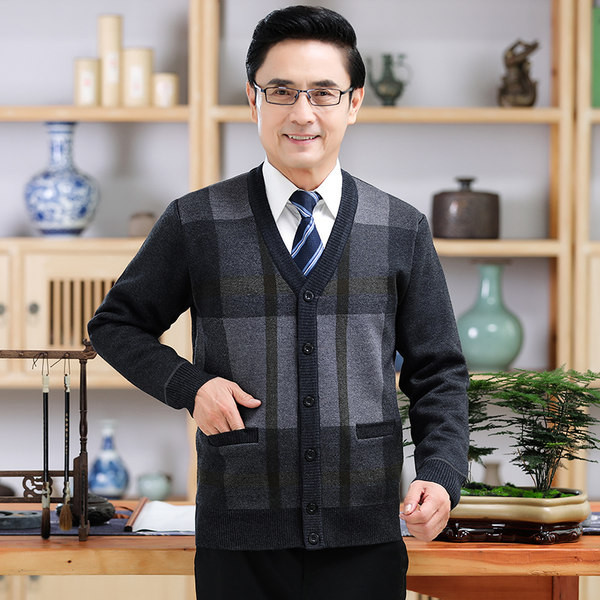 Cardigan bărbătesc tricotat cu nasturi pentru uz zilnic