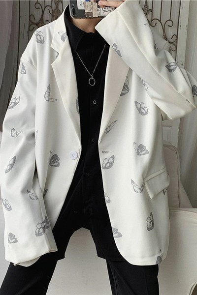 Jachetă casual bărbătească cu imprimeu