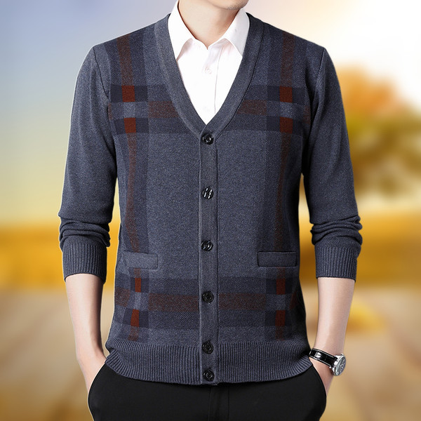 Cardigan pentru bărbați cu mâneci lungi și nasturi