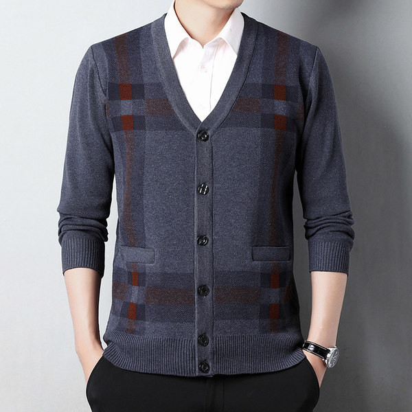 Cardigan pentru bărbați cu mâneci lungi și nasturi