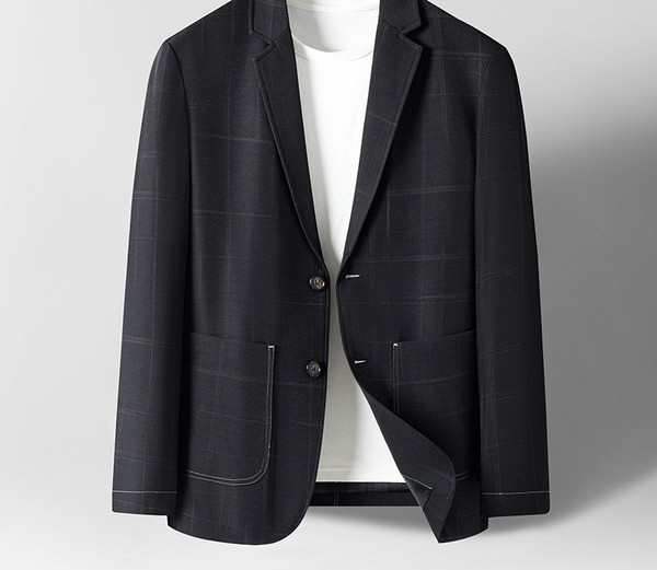 Geacă casual bărbătească în carouri cu buzunar