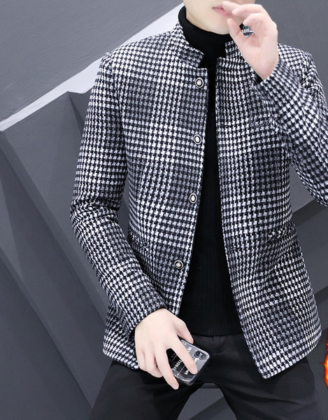 Jachetă casual de lână cu guler lung