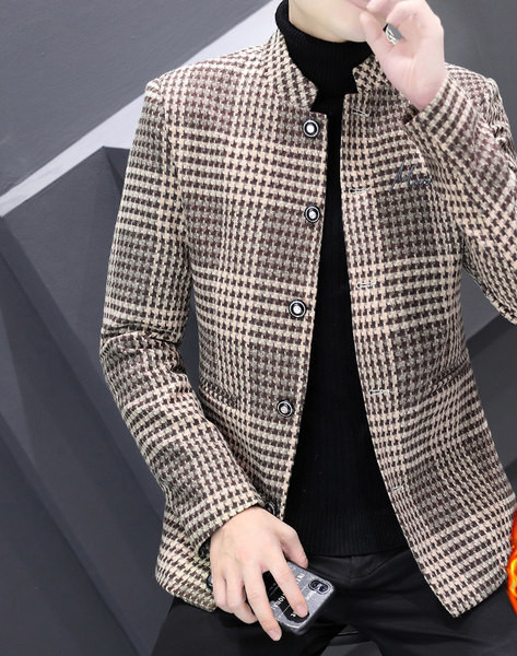 Jachetă casual de lână cu guler lung