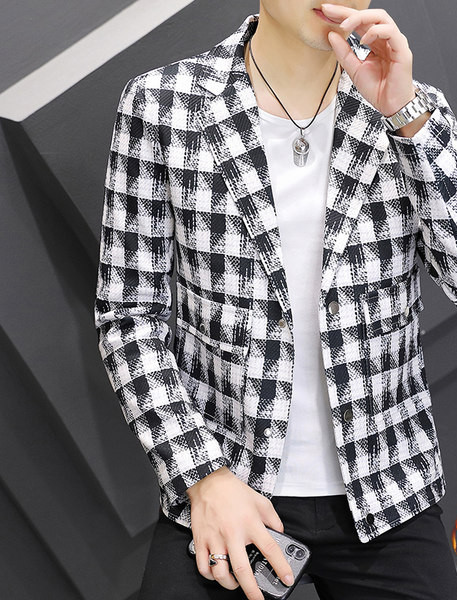 Geaca casual din lana in carouri