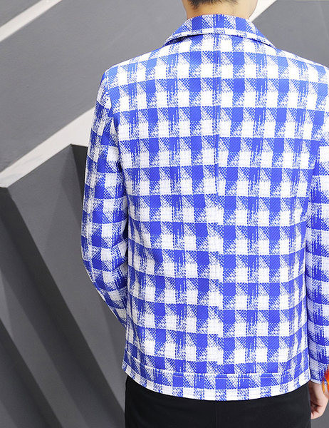 Geaca casual din lana in carouri