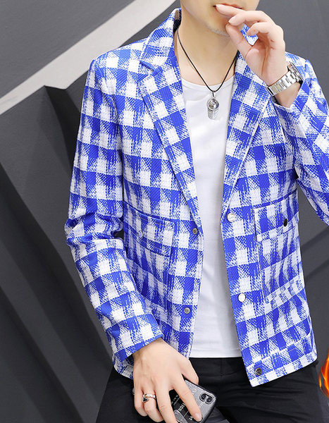 Geaca casual din lana in carouri