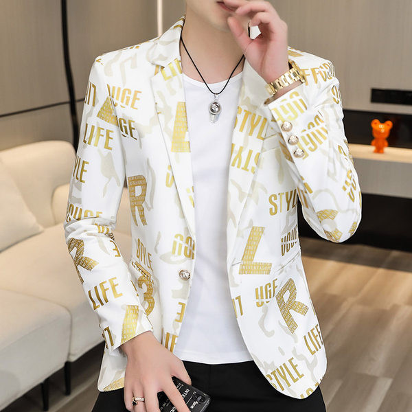 Jachetă elegantă pentru bărbați, cu imprimeu și nasture