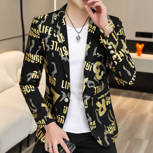 Jachetă elegantă pentru bărbați, cu imprimeu și nasture
