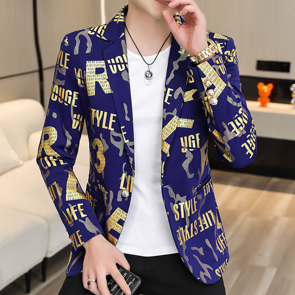 Jachetă elegantă pentru bărbați, cu imprimeu și nasture