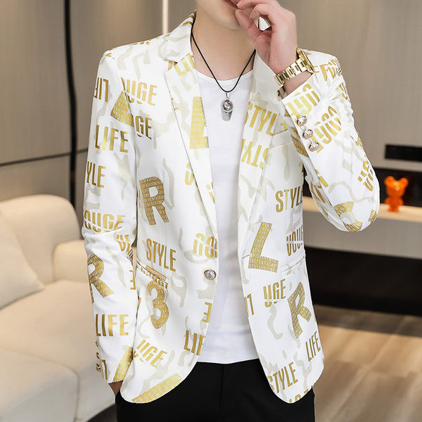 Jachetă elegantă pentru bărbați, cu imprimeu și nasture