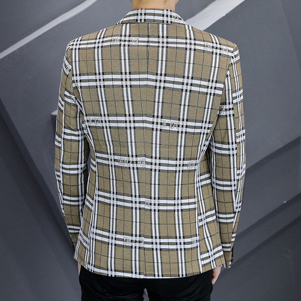Jachetă în carouri cu mânecă lungă la modă pentru bărbați
