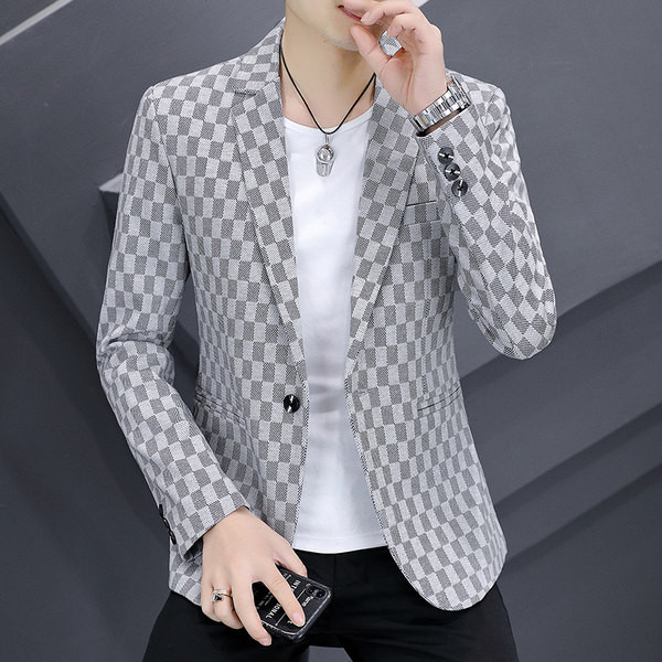 Jachetă casual pentru bărbați cu model în carouri